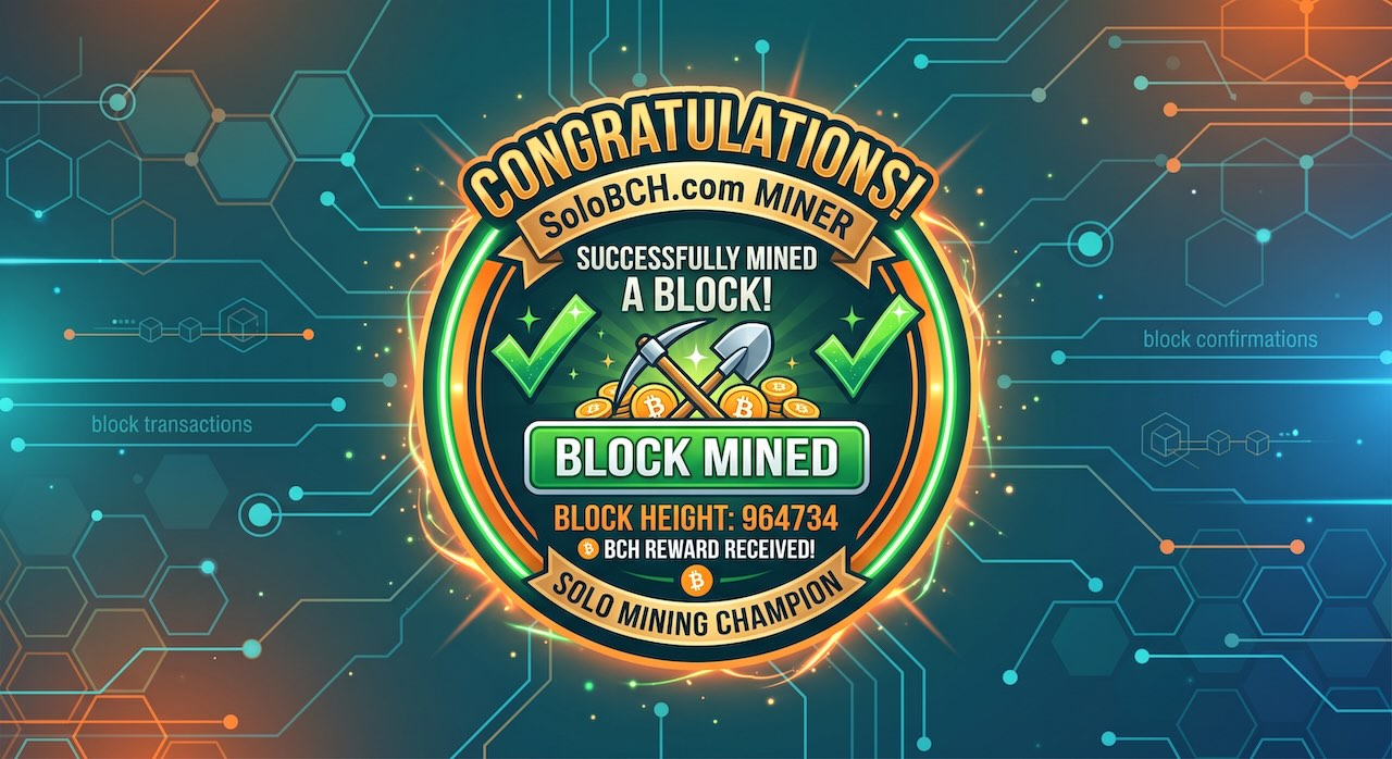 BCH block 964734 mined on SoloBCH
